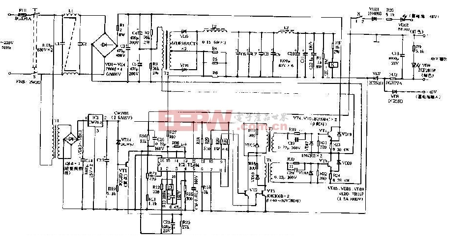 基于48V直流高频开关电源简单原理图解